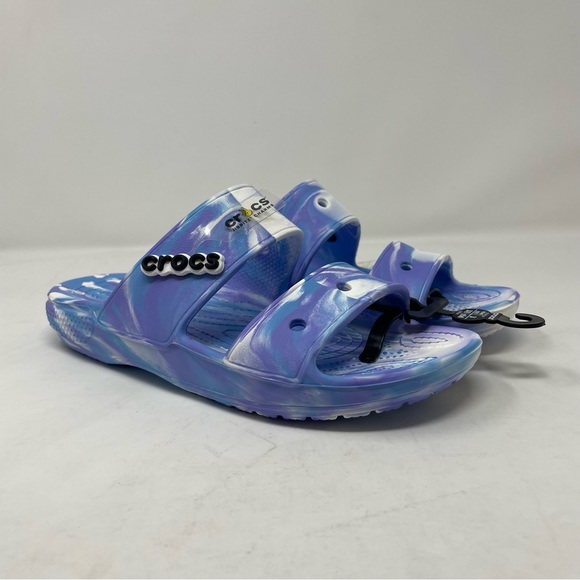 New Crocs Classic Marbled Sandal White Oxygen Purple Unisex  M5/W7 - Picture 1 of 6